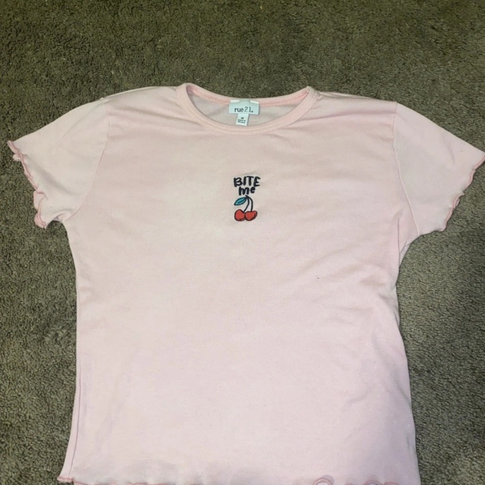 Rue21 Light Pink Kids Tee with Cherry Graphic